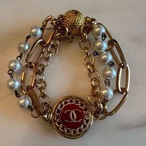 Chanel bracelet - repurposed vintage Chanel button bracelet